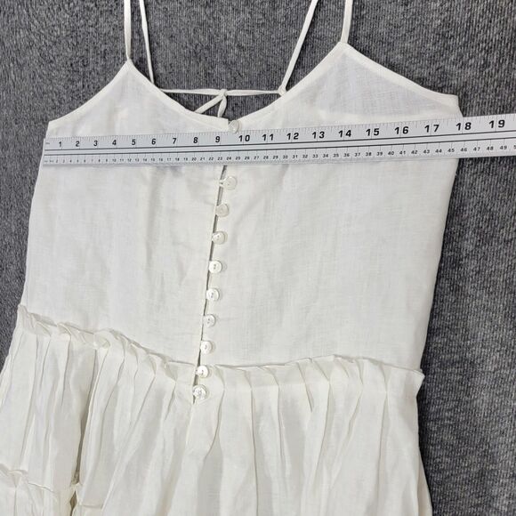 Myrah Penaloza Romper Womens OS White 100% Linen Sleeveless Pleated Playsuit - Picture 5 of 13